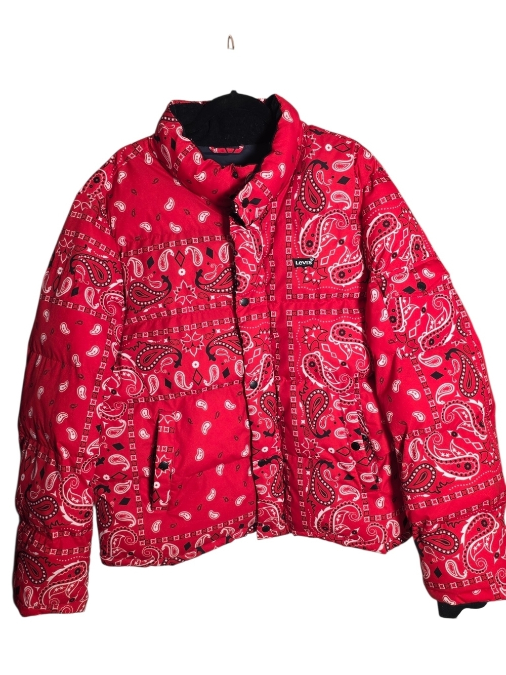 Levi's Red Bandana Paisley Print Puffer Jacket Size Large Streetwear